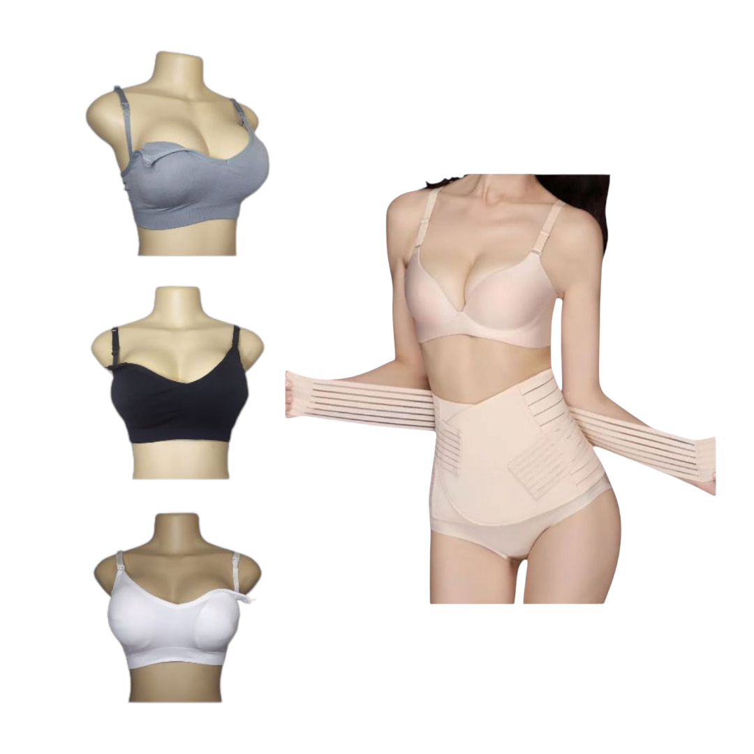 Kit postparto 3 sostenes maternal + 1 faja postparto